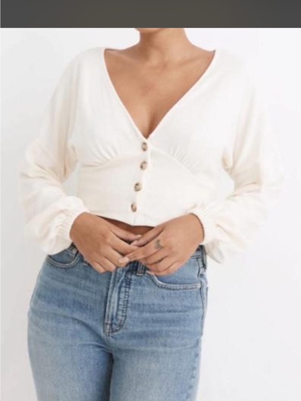 Madewell Deep-V Button-Front Crop Top